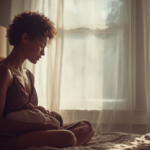 mental-health-related-deaths-in-perinatal-care-statistics - Caring Clarity Counseling Woman Sitting on a Bed in a Sunlit Bedroom, Cradling a Baby Wrapped in a Blanket and Glancing at a Phone on Her Lap.